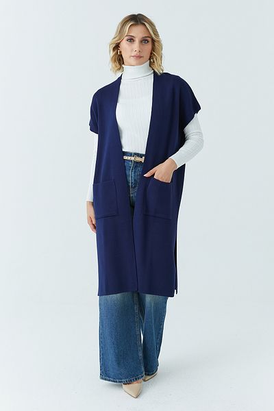 ModaPlaza Women's Long Pocket Vest 12779