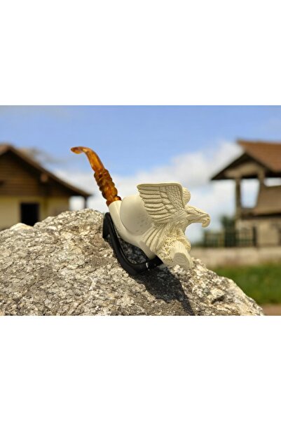 Altınışık Lületaşı El Yapımı Kartal Figürlü Lületaşı Pipo – The Guardian – Akrilik Saplı, Özel Kutulu Sanat Eseri