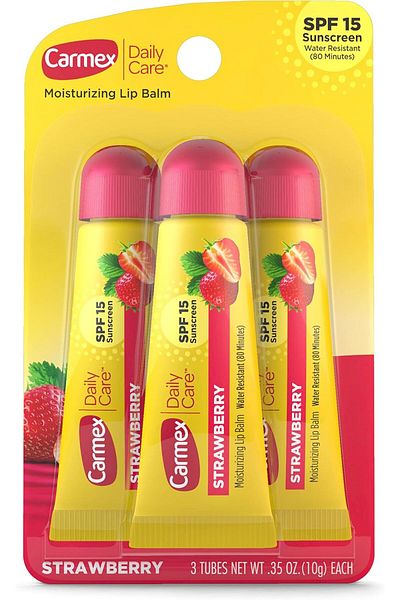 Carmex Daily Care Moisturizing Lip Balm With SPF 15, Strawberry 3 Tubes