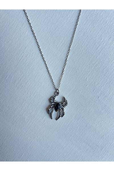 Lavienta قلادة فضية من شبكة العنكبوت الفولاذية