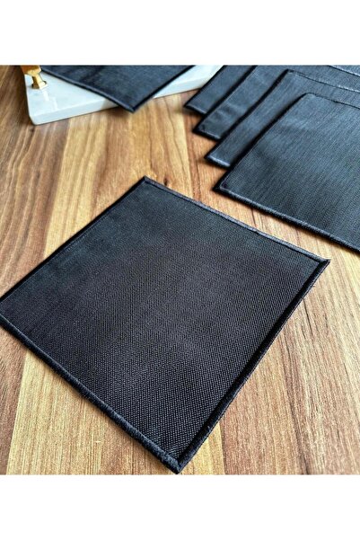 İNCİ ÇEYİZ 6 Adet Keten İşlemeye Uygun Tek Sargı Nakışlı Kahve Yanı Kokteyl Peçetesi & Bardak Altlığı.