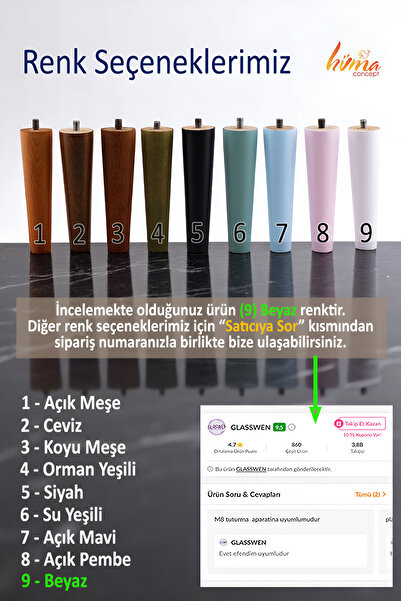 GLASWEN 4 Pieces Wooden Legs 12 cm White M8 Screwed Connecting Apparatus Cabinet Furniture Sofa Sofa Support Leg