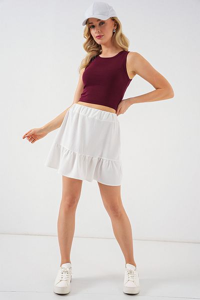 Bigdart Fusta mini Ayrobin de damă 8054 - albă