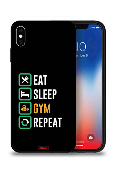 Tolwak جراب حماية لجهاز Apple iPhone XS Max، Eat Sleep Gym Repeat
