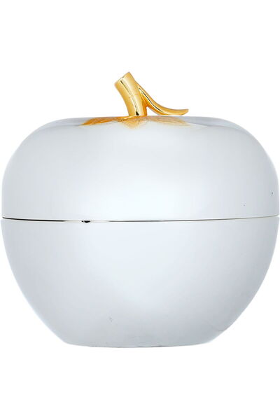 Alsaif Gallery Silver Stainless Steel Date Holder - Apple Shaped with Lid