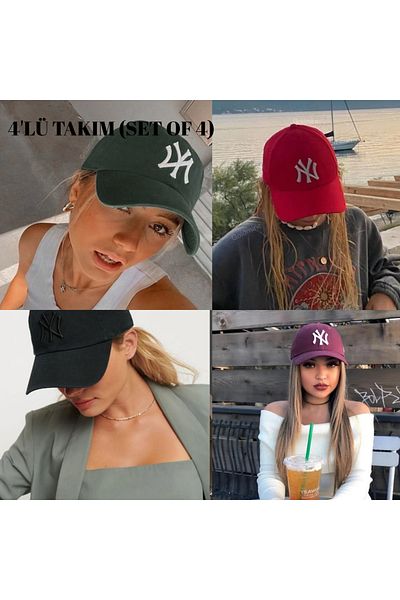 Wearflawless Sports Hat Adjustable Unisex 4-Piece Hat Set, Ny Hat