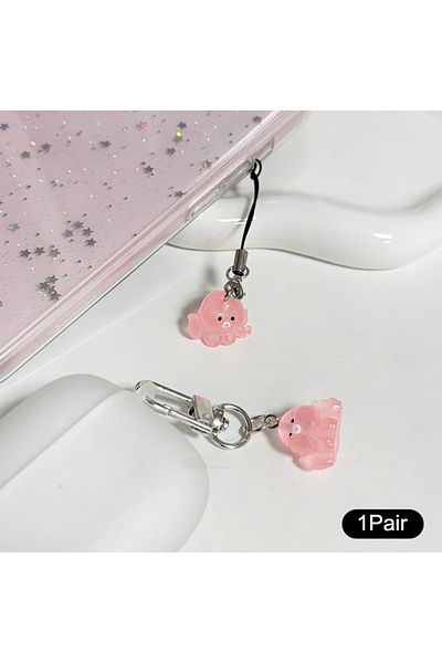 Choice سلسلة مفاتيح وردية اللون على شكل أخطبوط مضيء على شكل سلسلة مفاتيح على شكل حيوان جميل للهواتف المحمولة وكاميرا