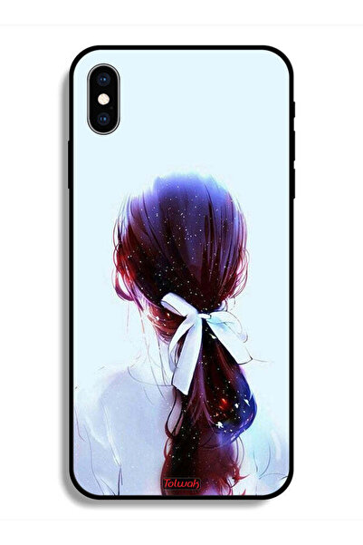 Tolwak جراب واقٍ لهاتف Apple iPhone X - ربطة شعر مع رباط شعر - فن فتاة