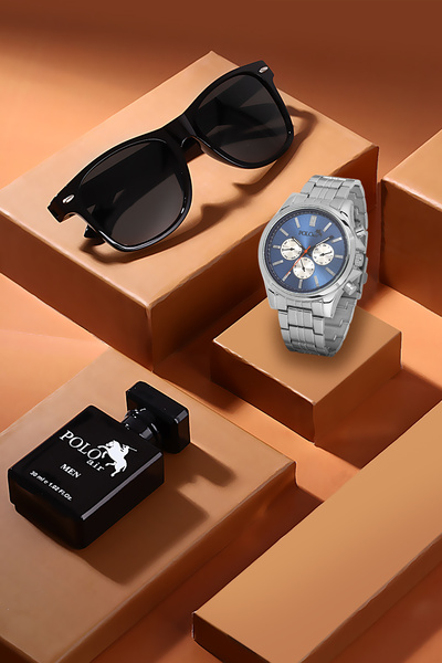 Polo Air Premium Set Kombin Erkek Kol Saati Parfüm Gözlük Set Gümüş Lacivert ...