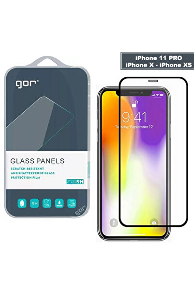 teknoparkx حامي شاشة GOR iPhone 11 Pro - XS - X 5.8 9D مقوى كامل الكاميرا - (...