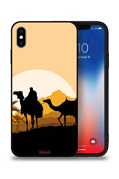 Tolwak غطاء حماية لجهاز آيفون XS من آبل، رسمة جمال في الصحراء
