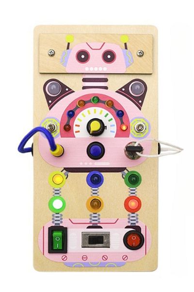Generic Pink Robot Busy Board for Toddlers – Montessori Sensory Toy for Kids 3+