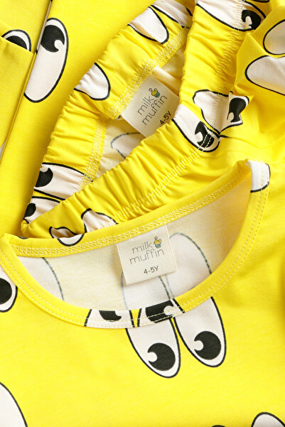 Milk & Muffin Sarı Zemin Eyes Desenli Pijama Takımı