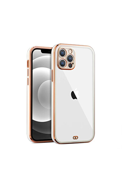 lowell home حافظة آيفون 12 برو مقاس 6.1 بوصة بإطار ذهبي مع حماية للكاميرا - (...