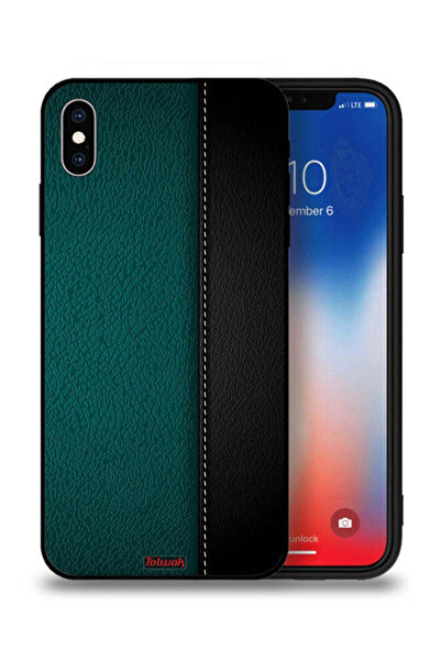 Tolwak جراب حماية جلدي بنقشة جلد البقر لهاتف Apple iPhone XS Max