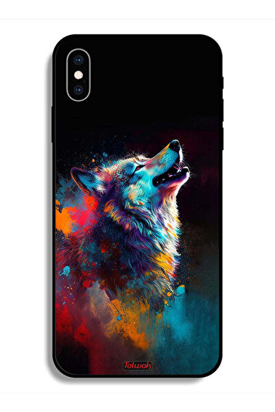 Tolwak جراب واقٍ لهاتف Apple iPhone X بتصميم فن الذئب الملون