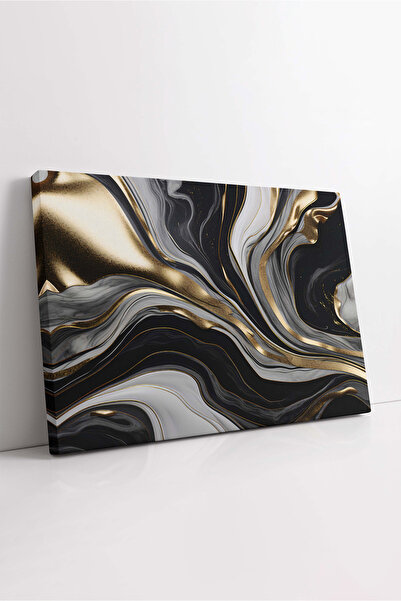 KOSS Dijital Tablou modern pe pânză cu model de marmură, pânză cu detalii aur...