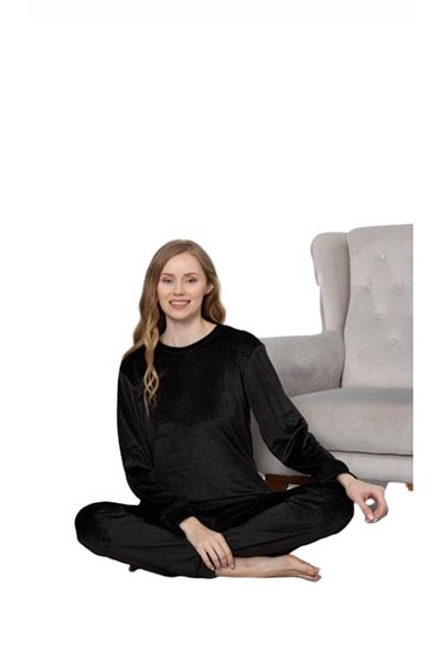 OEM Women's velvet blouse and pants set, black