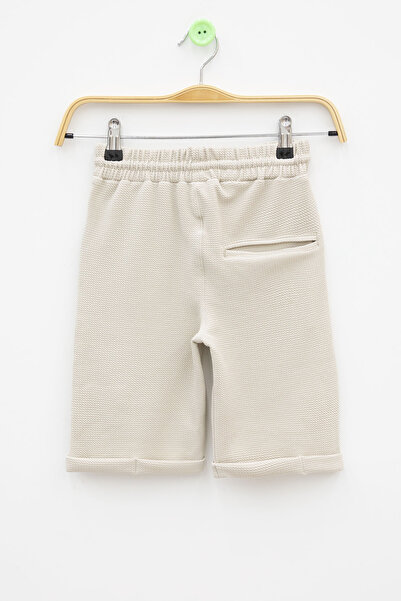 Cansın Mini Krem Beli Lastikli Ponpon Kumaş Basic Erkek Çocuk Şort 21170