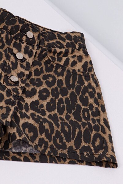 Pink Hippo Kids Girl's Leopard Patterned Gabardine Shorts Skirt