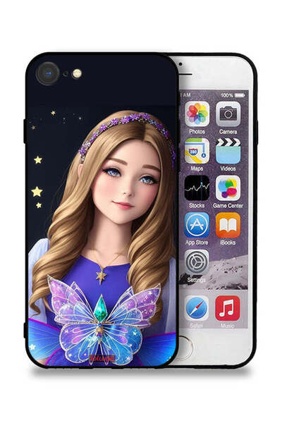 Tolwak جراب حماية من Apple iPhone SE (2020) بتصميم فتاة فراشة لطيفة
