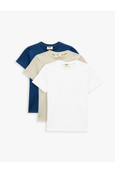 Koton Cotton Short Sleeve Crew Neck 3-Piece T-Shirt Set