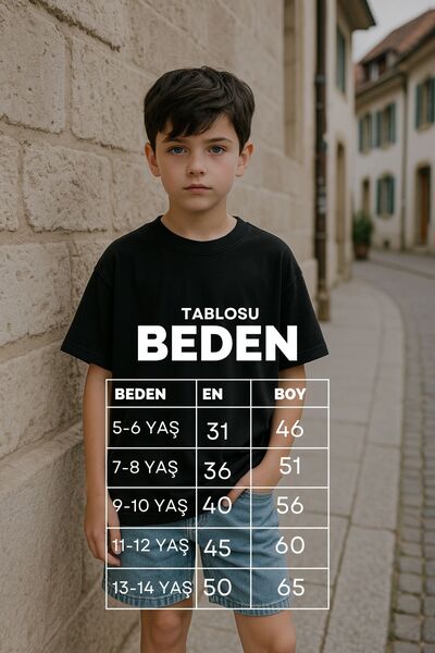 TARZ STİL Boy's Oversize Stay Cool Bear Printed Short Sleeve Trend T-Shirt 16060