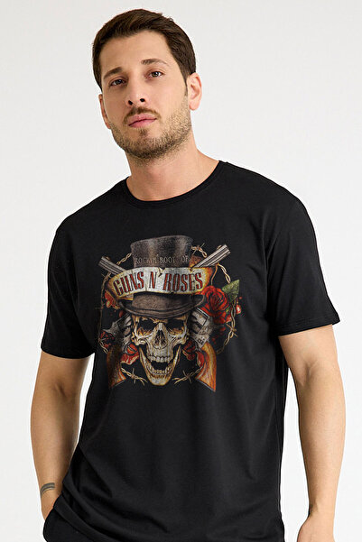 Kendim Seçtim Unisex crna majica kratkih rukava Guns N' Roses Štampano T-shirt