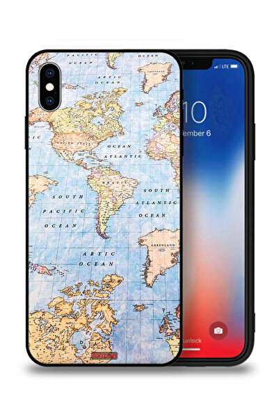 Tolwak جراب حماية Apple iPhone XS Max بتصميم خريطة العالم