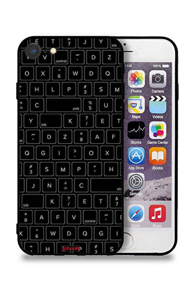 Tolwak جراب حماية لجهاز Apple iPhone 8 بنمط مفاتيح لوحة المفاتيح العشوائية