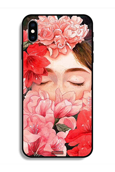 Tolwak جراب حماية لهاتف Apple iPhone X، وجه فتاة مخفي في فن الزهور