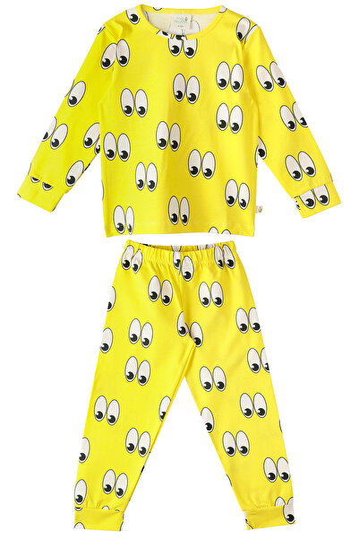 Milk & Muffin Sarı Zemin Eyes Desenli Pijama Takımı