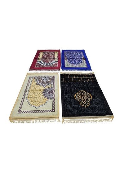 smart home Set of 4 luxurious prayer rugs lined with soft microfiber fabric with a silky touch - size 120 x 80 cm