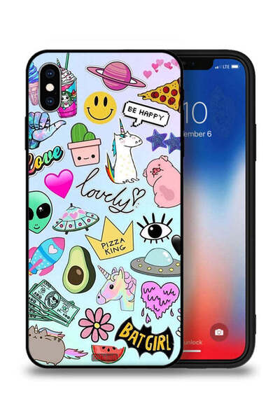 Tolwak Apple iPhone XS Max Protective Case Lovely Stickers