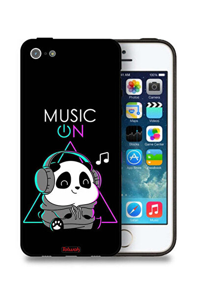 Tolwak غطاء حماية Apple iPhone 5/5s/SE بطبعة موسيقى الباندا