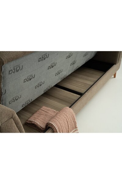 Yuvaset Home Gürün Ahşap Ayaklı Kahverengi 3 lü Kanepe