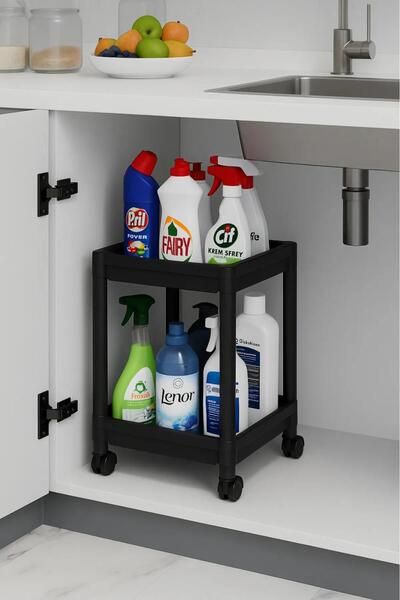 ZeDesign منظم متعدد الأغراض مكون من طابقين تحت حوض المطبخ، منظم للحمام، منظم ...