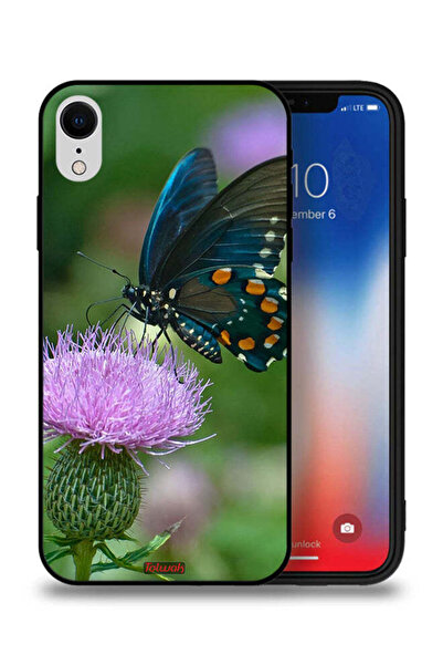Tolwak غطاء حماية لجهاز Apple iPhone XR بتصميم فراشة تجلس على زهرة