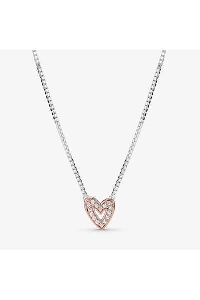 Pandora Forever Yours Heart Pendant Necklace in 925 Silver - 45 cm