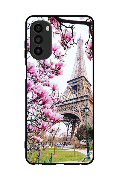 Covernex غطاء حماية لهاتف موتورولا موتو جي 82 - زهور وبرج إيفل
