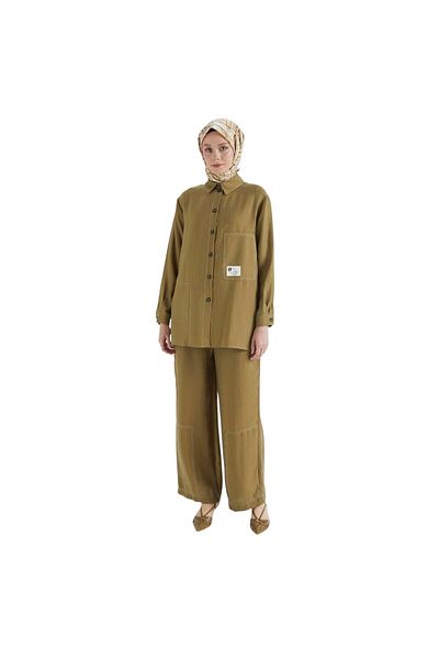 Armine Women's Shirt Collar Button Pocket Pants Suit 25Yt689