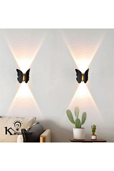 fullreyon 2 Adet Elektrikle Çalışır, 6 Watt Günışığı Ledli Kelebek Duvar Aplik İç ve Dış Mekan IP65 Aplik