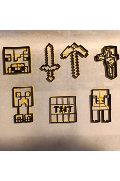 Mey3DDesign Minecraft Kurabiye Kalıbı, Oyun Hamuru Kalıbı 7'li Set, Çocuklar ...