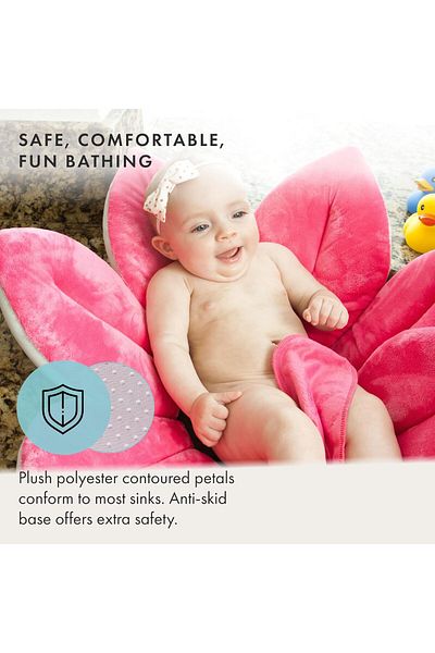 Yelajoy Baby Bath Seat,contoured petals and anti-slip beading,soft Crystal Minky Fabric,washer-safe,Red