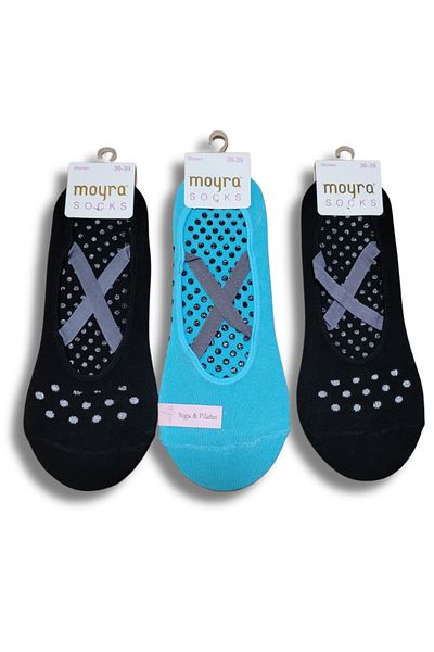 Fanilam Αντιολισθητικές κάλτσες Pilates με βάση - Moyra Sport Socks με κορδόνια για Yoga & Fitness