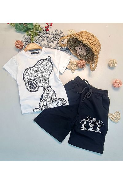 CemBebe Boy's Summer Combed Cotton Jesus Sleeve T-Shirt Shorts Set