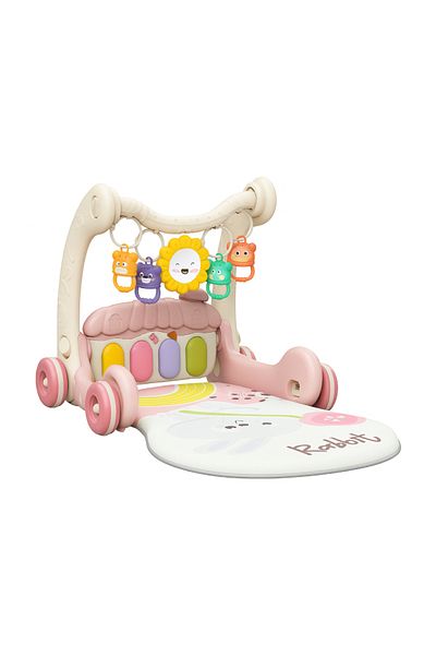 Factory Price Daisy 3 in 1 Multifunctional Baby Walker - Walker, Activity Play Mat & Piano Mode - Pink