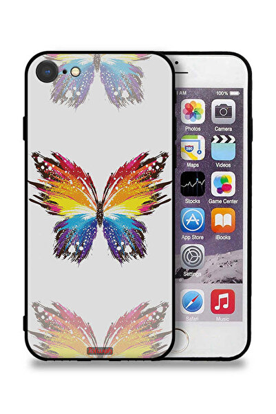 Tolwak جراب حماية لجهاز Apple iPhone 7 بفن رقمي وخلفية بسيطة وبساطة الفراشة