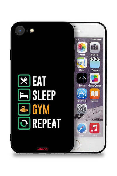 Tolwak جراب حماية لجهاز Apple iPhone 8، Eat Sleep Gym Repeat