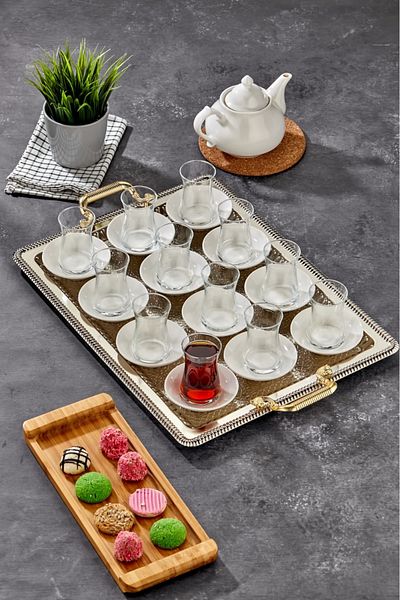 Cooker Stainless Metal Silver Color Large Size Presentation Tray 50X38 cm |   Tea Treat Serving and Dowry Tray
